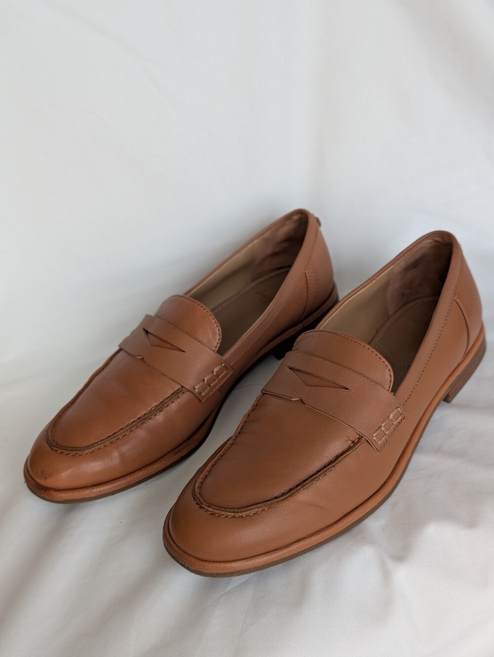 Sam Edelman Birch Leather Penny Loafers Cognac Brown Women's Size 9